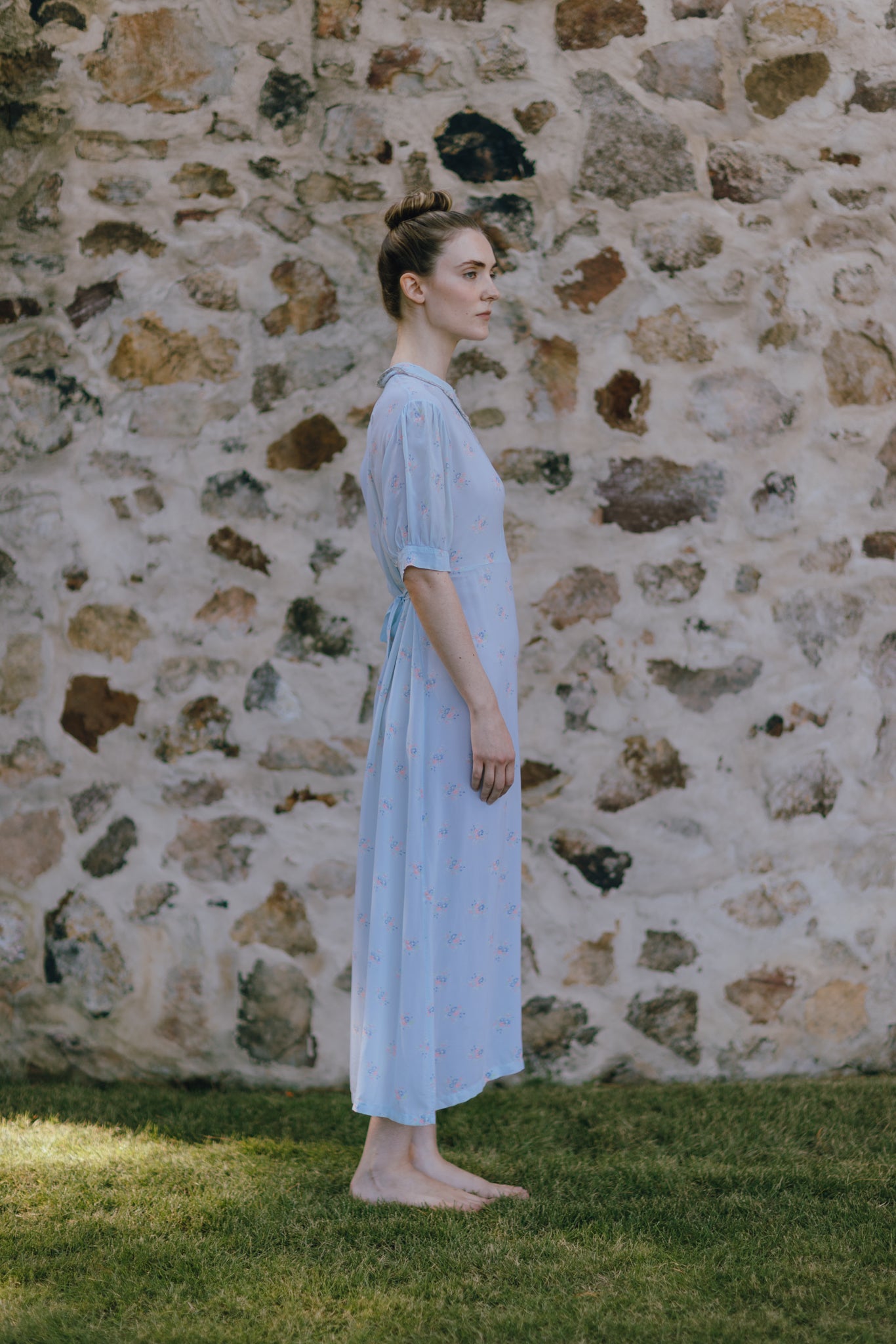 Deco late 30s floral silk nightgown