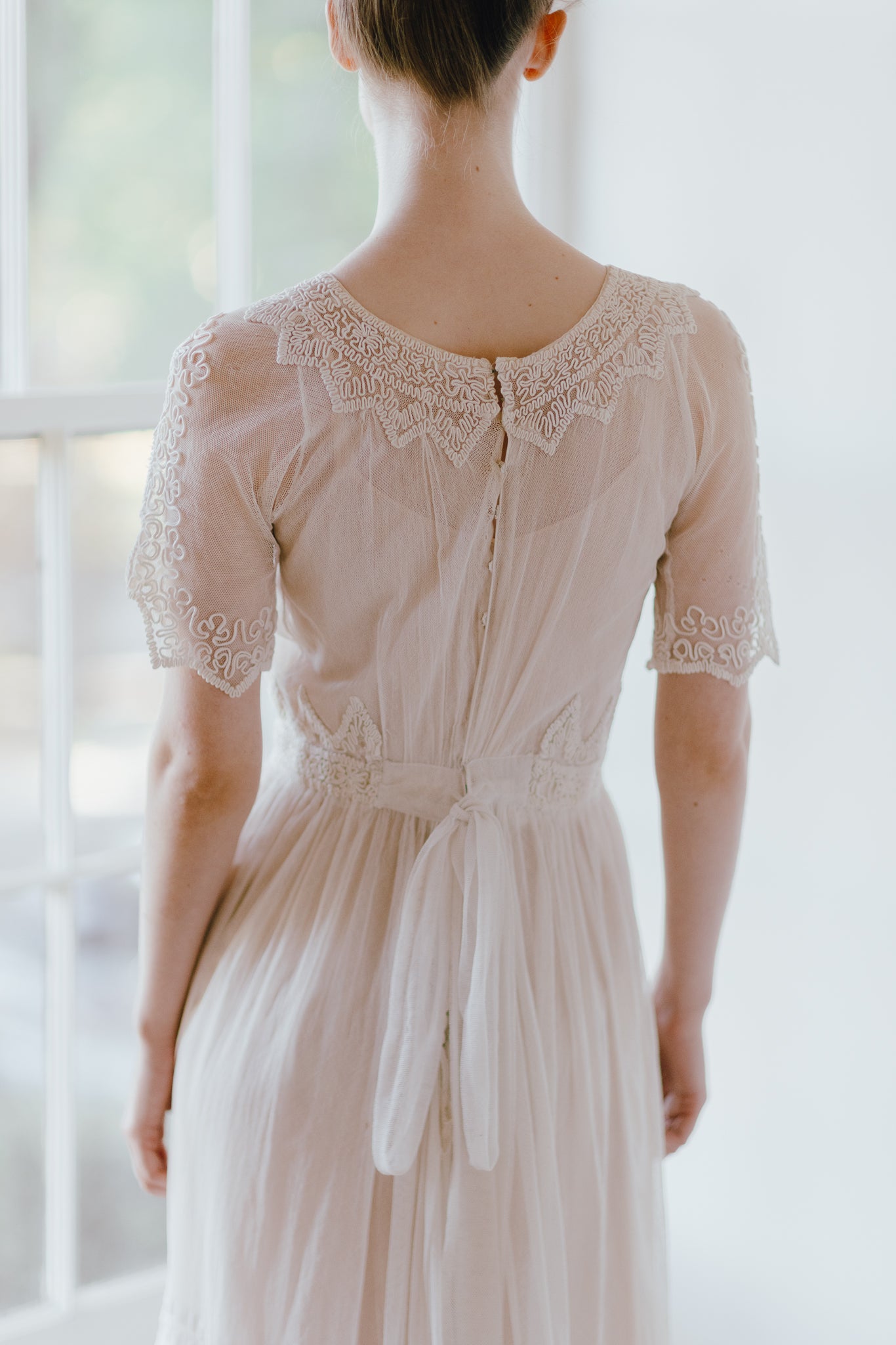 1910s soutache ivory net gown