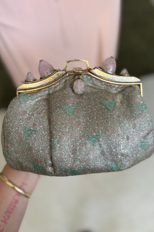 1930s French lamé gemstone clutch by Au Seize