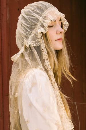 1800s lace net bonnet wedding veil