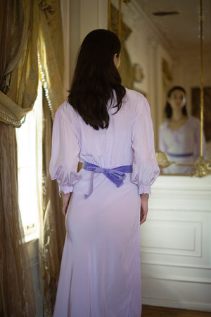 1930s Parisian purple silk embroidered nightgown
