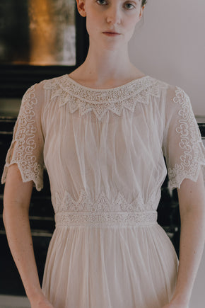 1910s soutache ivory net gown