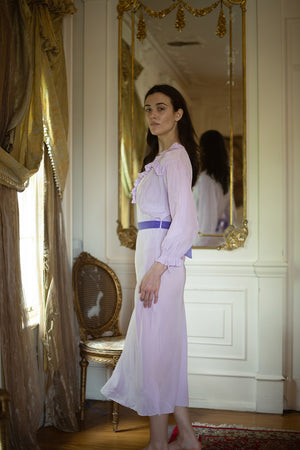 1930s Parisian purple silk embroidered nightgown