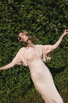 1930s French silk embroidered bed jacket