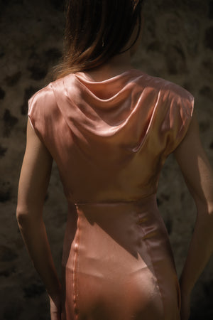 1930s ballet pink satin gown