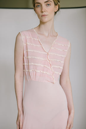 1930s crinkle silk chiffon gown, France