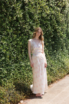 1930s floral bias silk nightgown, USA