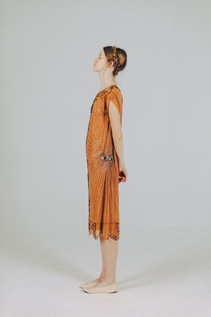 1920s silk chiffon beaded flapper dress