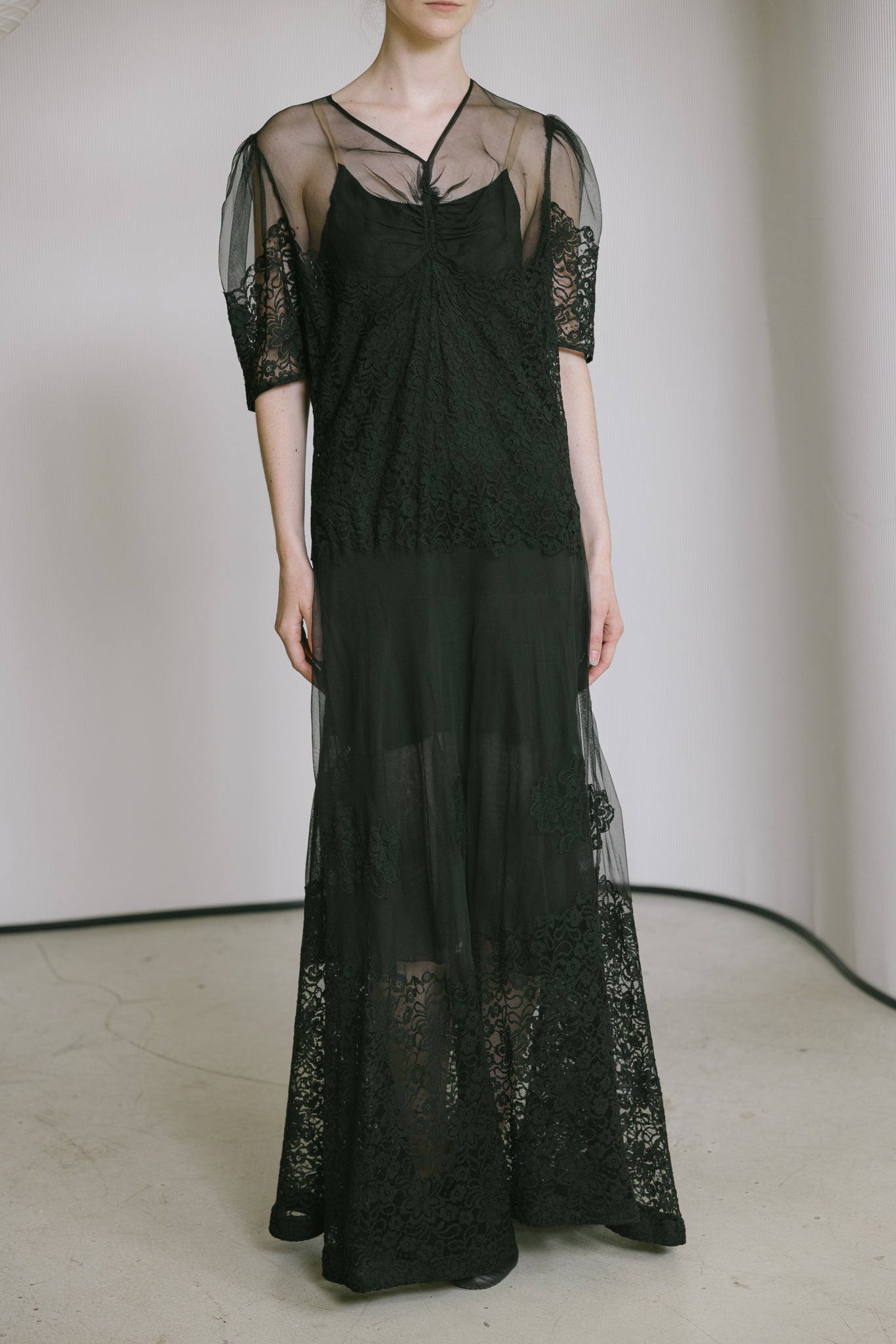 1930s net lace gown