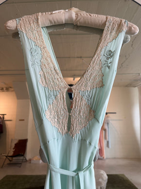 1930s blue chiffon Yolande slip
