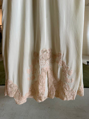 1930s muted green silk lace slip