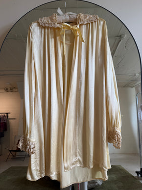 1930s yellow silk satin lingerie coat