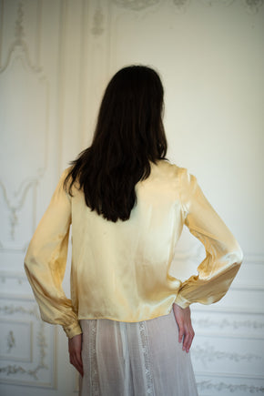 1940s Australian canary silk satin blouse