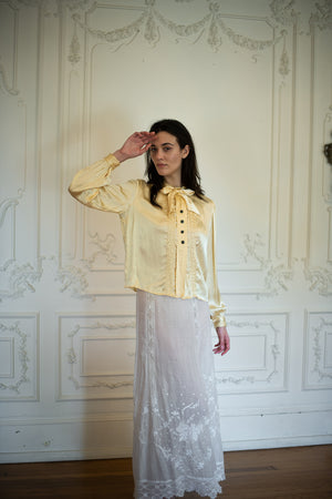 1940s Australian canary silk satin blouse