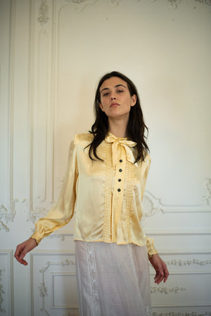 1940s Australian canary silk satin blouse