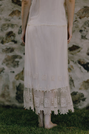 1930 embroidered cream lace cotton dress