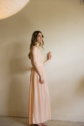 1930s peach silk lace lingerie gown