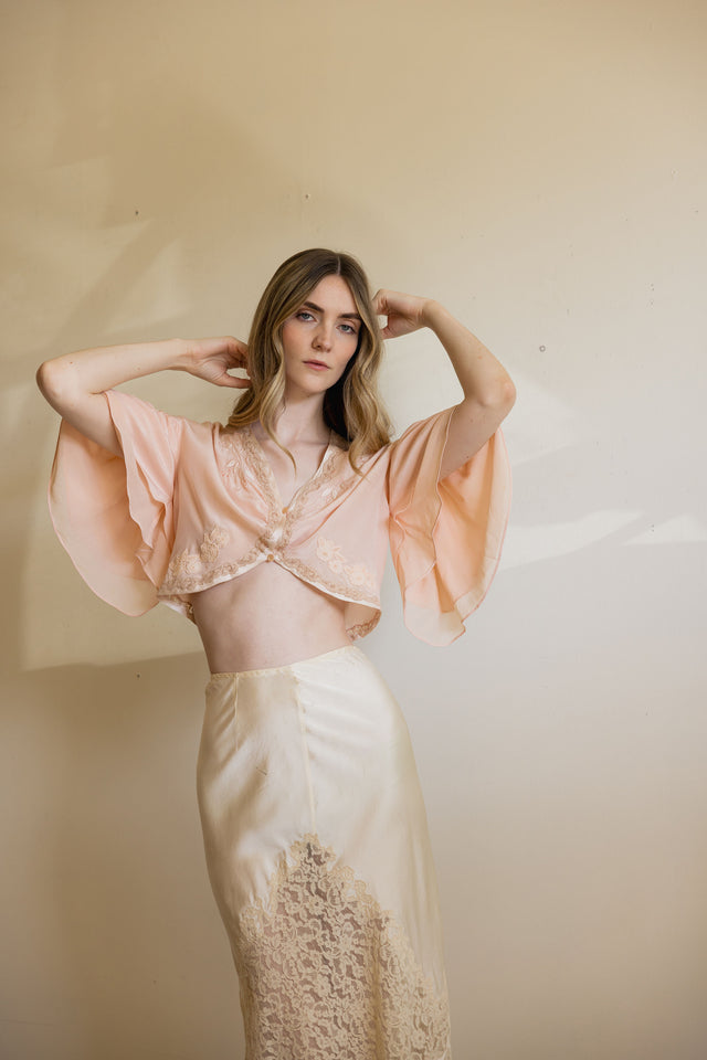 1930s silk lingerie bed jacket