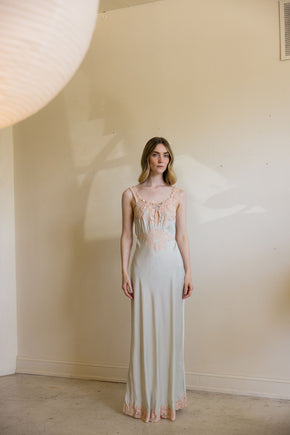 1930s blue bias silk nightgown