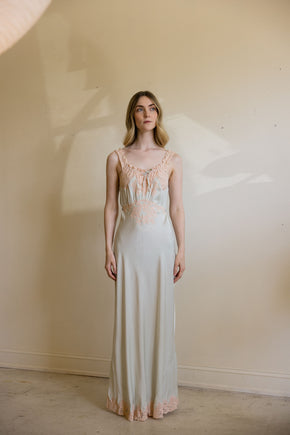 1930s blue bias silk nightgown