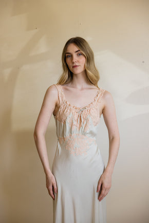 1930s blue bias silk nightgown