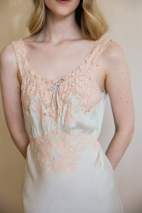1930s blue bias silk nightgown