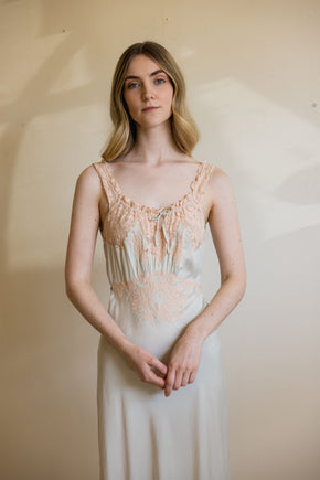 1930s blue bias silk nightgown