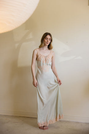 1930s blue bias silk nightgown