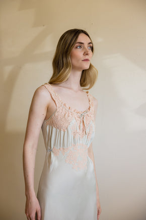 1930s blue bias silk nightgown