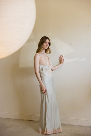 1930s blue bias silk nightgown