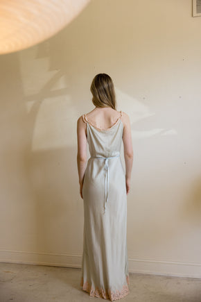 1930s blue bias silk nightgown