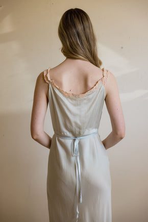 1930s blue bias silk nightgown
