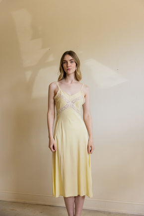 1930s canary yellow lace half slip