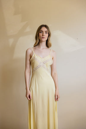 1930s canary yellow lace half slip