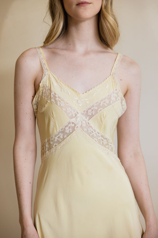 1930s canary yellow lace half slip