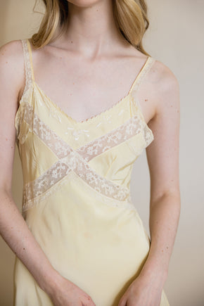 1930s canary yellow lace half slip