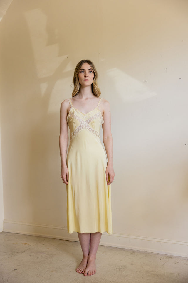 1930s canary yellow lace half slip