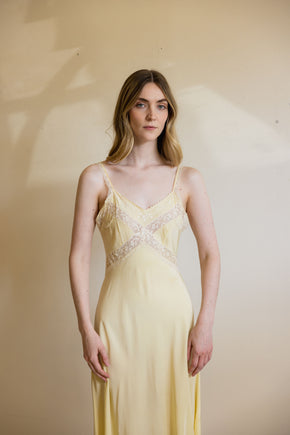 1930s canary yellow lace half slip