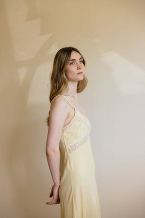 1930s canary yellow lace half slip