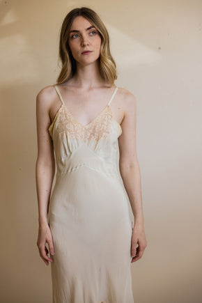 1930s muted green silk lace slip