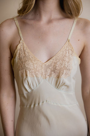 1930s muted green silk lace slip