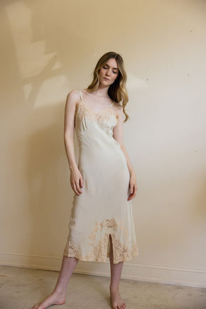 1930s muted green silk lace slip