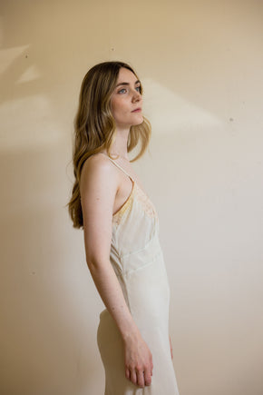 1930s muted green silk lace slip