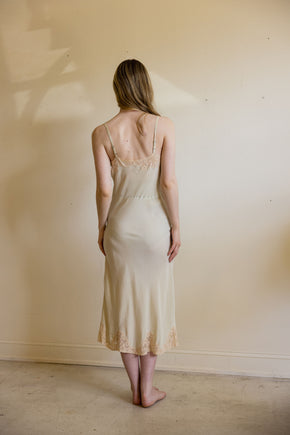 1930s muted green silk lace slip