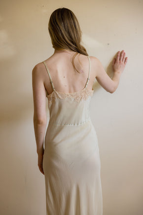1930s muted green silk lace slip