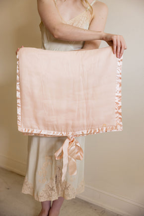 Antique 1930s silk lace cherub lingerie bag