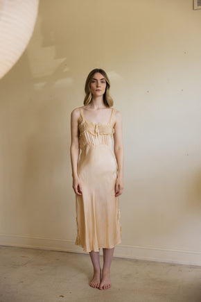 1930s silk lace bow half slip