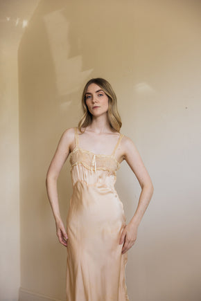 1930s silk lace bow half slip