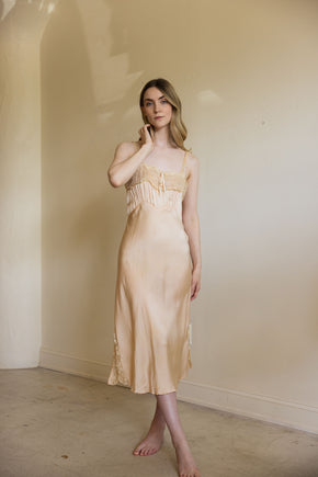 1930s silk lace bow half slip
