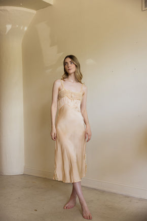 1930s silk lace bow half slip